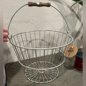 Vintage Galvanized aluminum wire handled basket new old stock